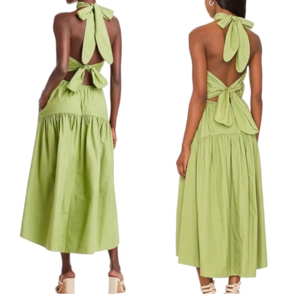 Vince Lime Backless Halter Dress - Picture 2 of 7